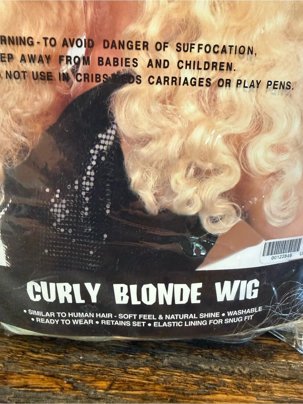 Spirit Halloween Curly Blonde Wig Synthetic Hair Costume Cosplay Theater